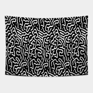 Black And White Doodle Line Pattern Tapestry