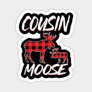 Red Plaid Cousin Moose Matching Family Pajama Christmas Gift Magnet