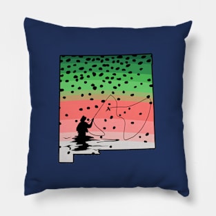 Rainbow Trout Fly Fish New Mexico State Map Fly Fishing Fisherman Gifts Pillow