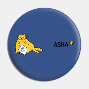 Worker Asha Cuddly Cat Essential Employee Meme Rainbow Pin