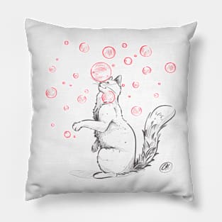 Cute Kitten Cat Playing with Bubbles Pillow