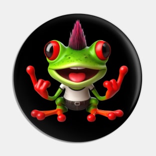 funny punk red eyed tree frog Pin