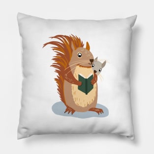 Squirrels Reading Pillow