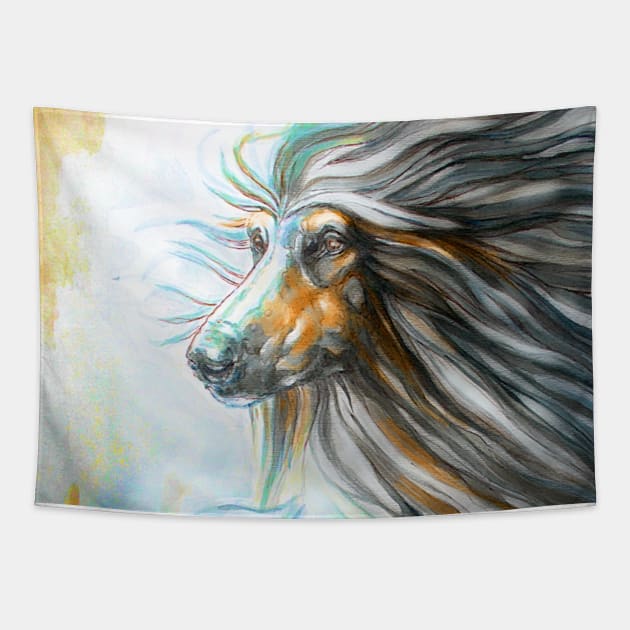 Black & Tan Afghan Hound Painting Tapestry by chepea2