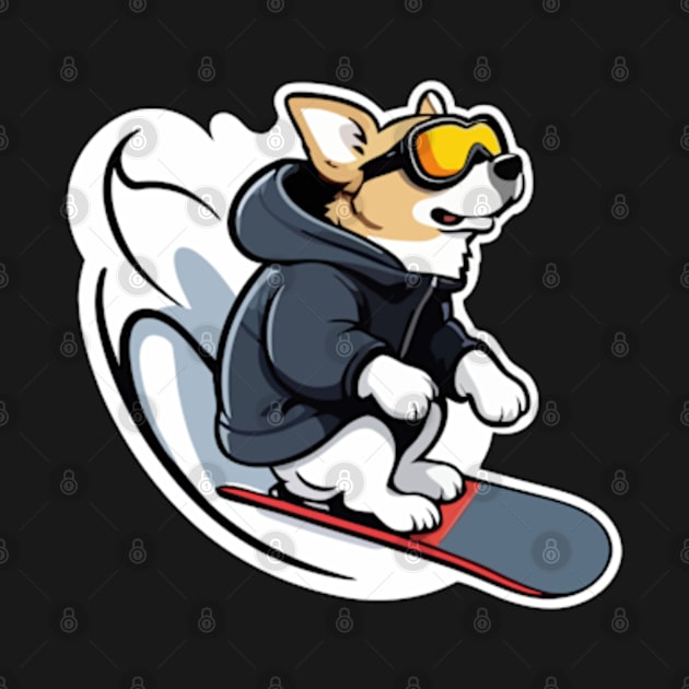 Adorable Dog Snowboarding by IDesign23