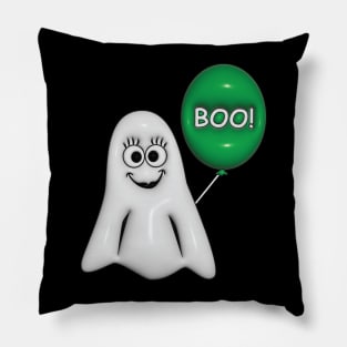 Girl Ghost with Green Balloon Pillow