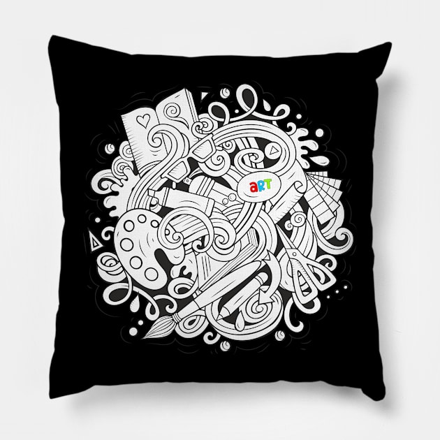 Sketchy Art Design 2 - Artists Pillow by Peter the T-Shirt Dude