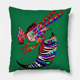 red queen mayan bee the bonampak beast in ecopop pattern Pillow