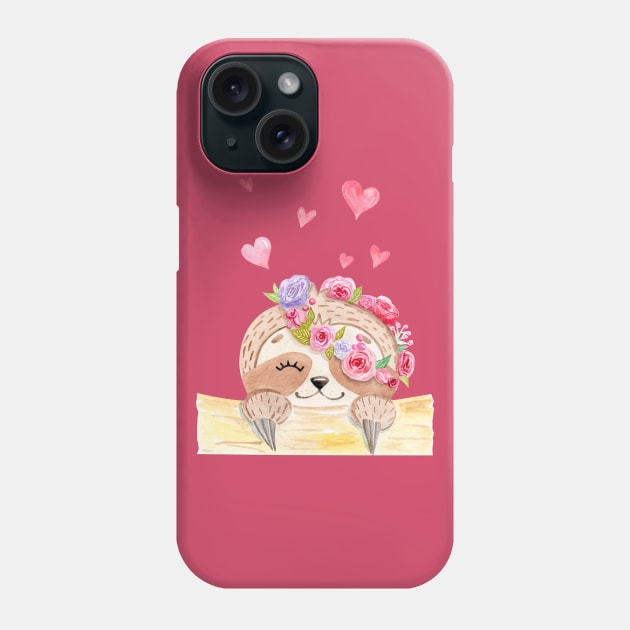 cute sloth Phone Case by DreamLoudArt