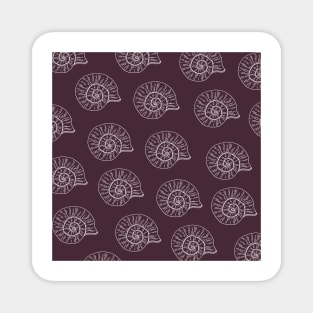 shark eye shell aloha print pattern dark purple and white Magnet