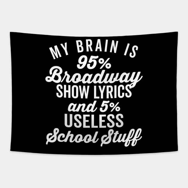 My Brain is 95% Broadway Lyrics (White) Tapestry by DetourShirts