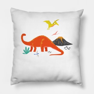 Jurassic Dinosaurs in Pink Pillow