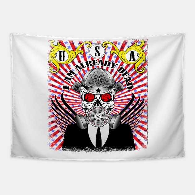 Dangerous skull Tapestry by fistfulofwisdom