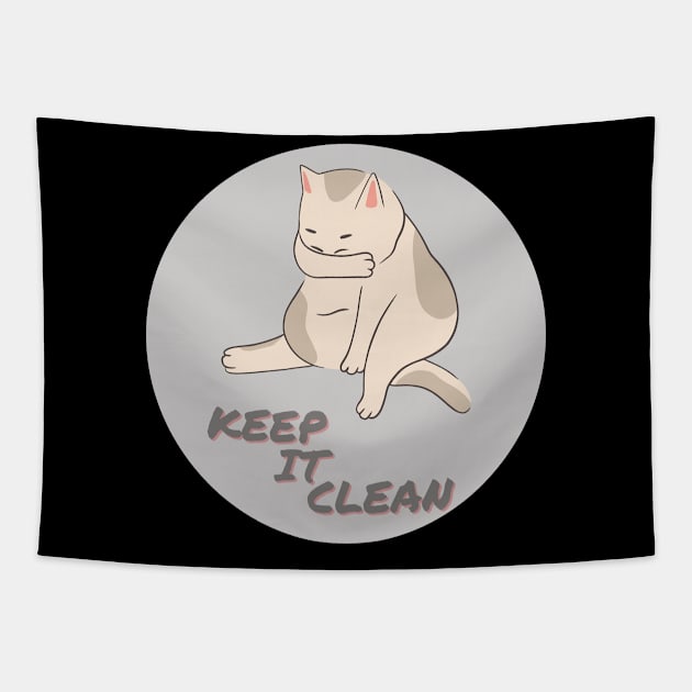 Keep It Clean Kitty Cat Tapestry by Sleepy Time Tales