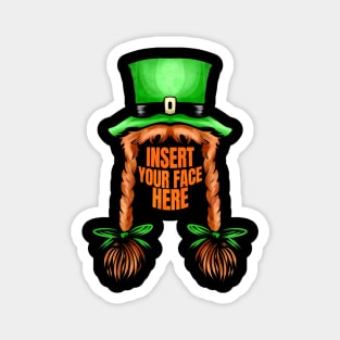 Green Hat, Red Braids, Insert Your Face Here St Patricks Day Magnet