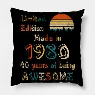 Vintage 1980 Made in 1980 40th Birthday Pillow