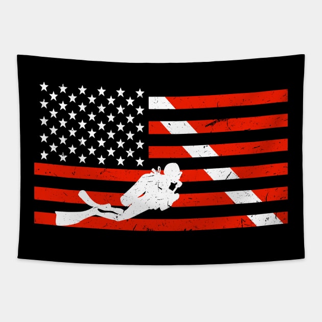 Distressed Diver Down Dive Flag Scuba Diving American Flag Tapestry by uglygiftideas