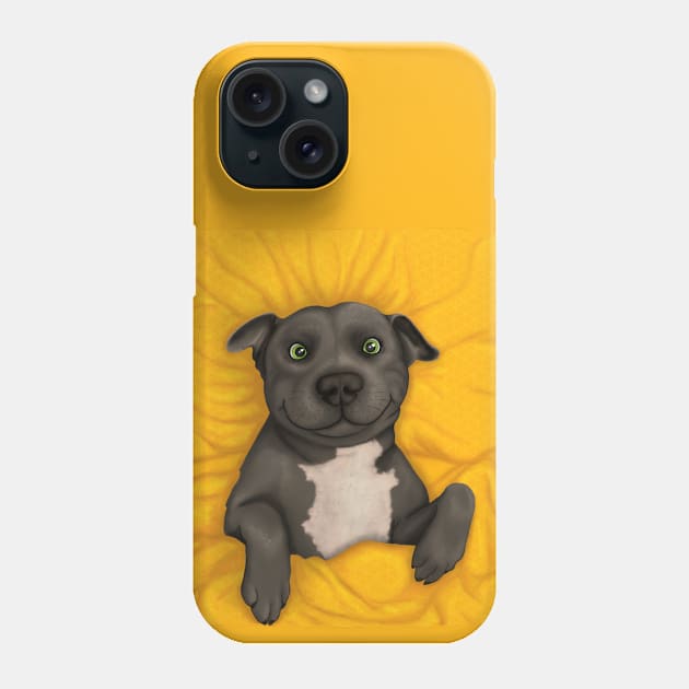 Grey Pittie - illustrated dog portrait Phone Case by illograph