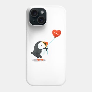 Puffin with a heart balloon Phone Case