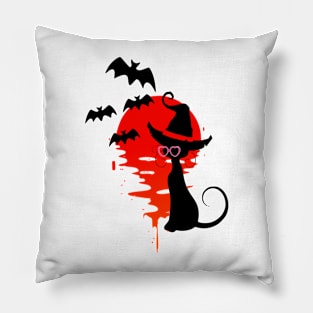 black cat in Halloween Pillow