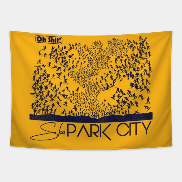 Oh Shit! Ski Park City Tapestry by darklordpug