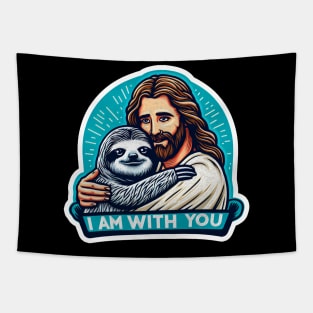 I Am With You Jesus Christ and Sloth Tapestry