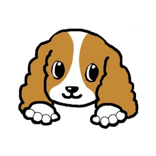 cavalier king charles spaniel blenheim peeking cartoon T-Shirt