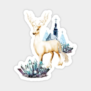 Wonderful fantasy animal in a winter landscape Magnet