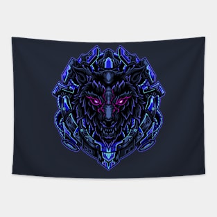 Mecha Blue Wolf Tapestry