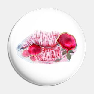 Pink lips acrylic painting Pin