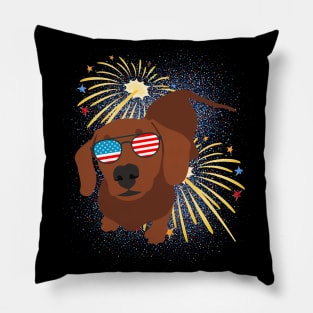 Cool Dog USA flag Patriotic 4th July independence day coolest shirt for july forth Pillow