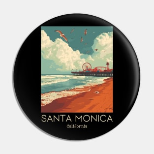 A Vintage Travel Illustration of Santa Monica - California - US Pin