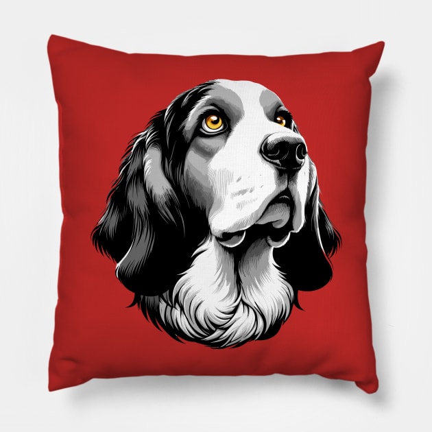 Stunning and Cool Basset Fauve de Bretagne Monochrome and Gold Portrait for Father's Day Pillow by ArtRUs