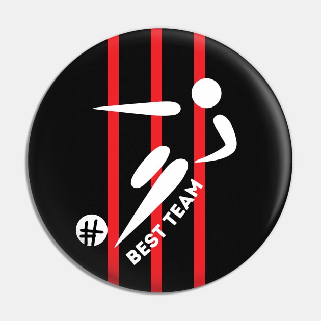 RED BLACK BEST TEAM - Football Player Pin by O.M design