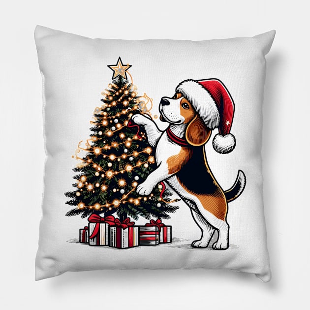 Beagle Dog Christmas Pillow by Graceful Designs