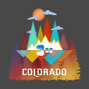 Colorado Nature Life Outdoors Mountains Bear Lover Abstract Triangles T-Shirt