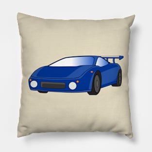 Blue sports car with airfoil illustration Pillow