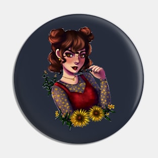 Sunflower Witch Pin