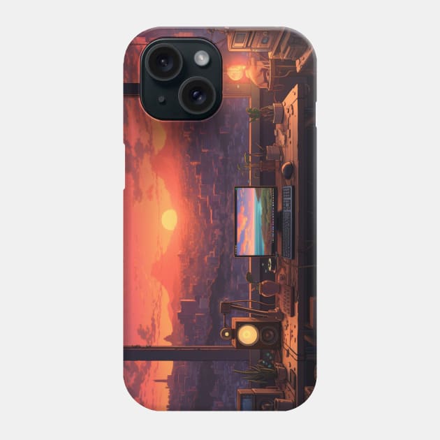 DJ Console DJ Set Computer Sunset Phone Case by Nightarcade