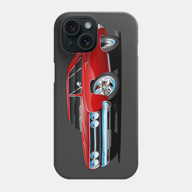 Red Hot Classic Muscle Car Coupe Cartoon Phone Case by hobrath