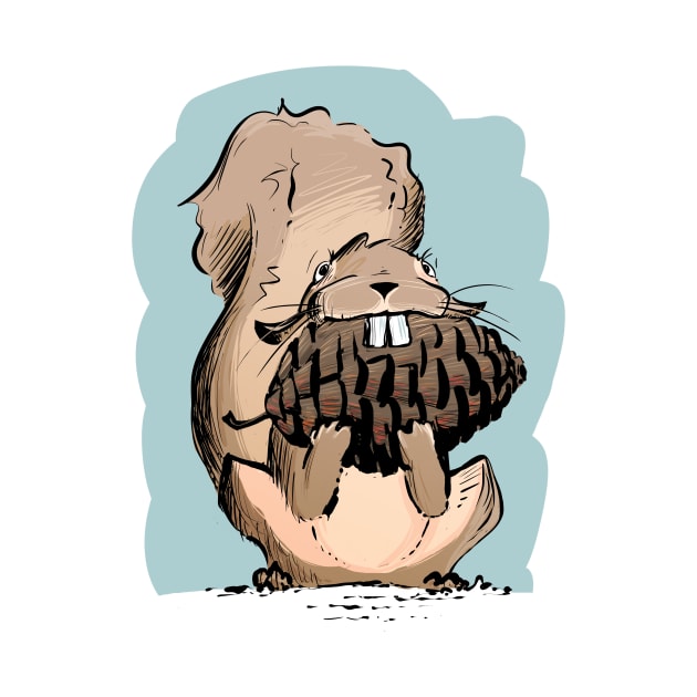 Squirrel with Huge Pinecone (Color) by Jason's Doodles