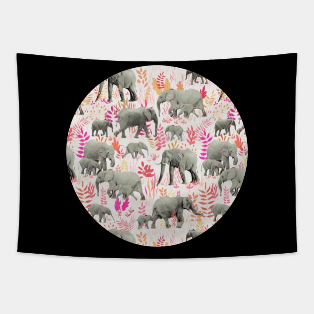 Sweet Elephants in Pink, Orange and Cream Tapestry by micklyn