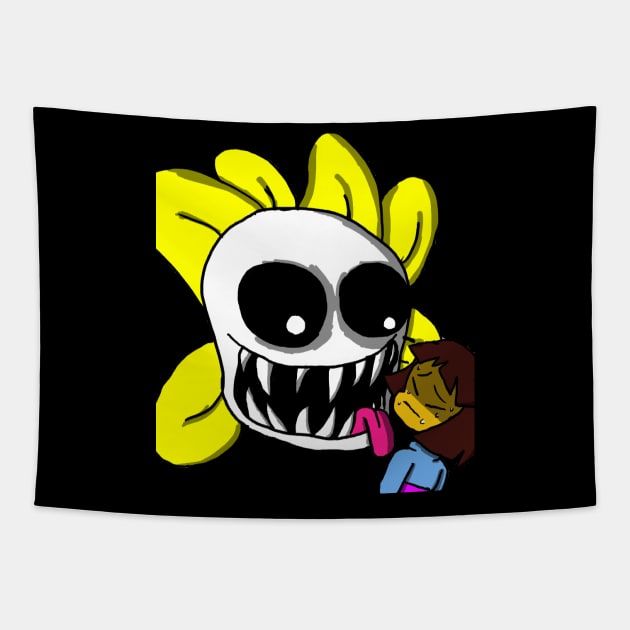 Creepy Flowey Tapestry by sonic7ischaos