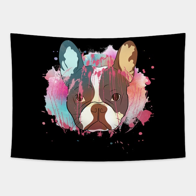 Colorful American Pitbull Tapestry by Anfrato