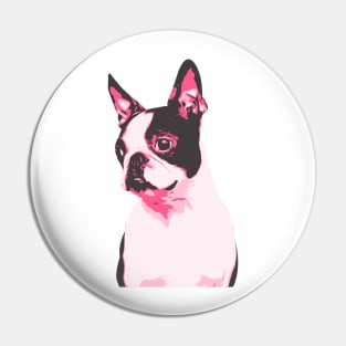 French Bulldog Pink Retro Art Pin