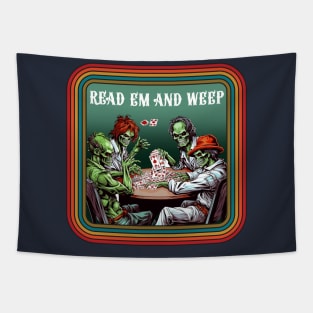 Retro Zombie Poker Game Tapestry