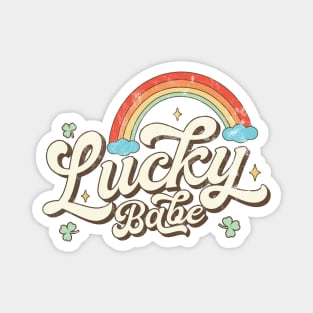 Retro Lucky Babe Rainbow St Patricks Day Magnet