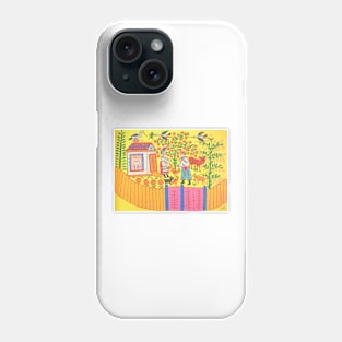 Maria Primachenko - godfather brings a calf to godmother 1983 Phone Case