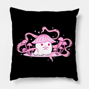 A Ghost in a pink mushroom hat Pillow