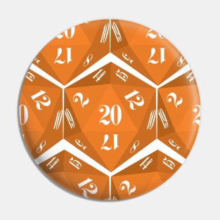 Orange 20-Sided Dice Design Pin